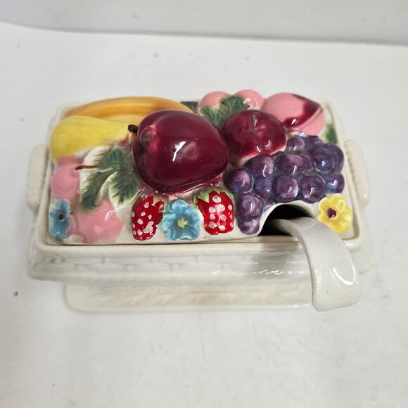 70s Vintage Fruit Basket Glass Tureen with Spoon – Retro Serveware - Picture 3 of 8